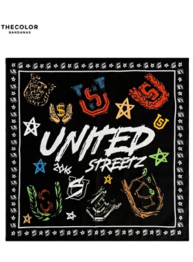THECOLOR BANDANA新品嘻哈街舞头巾美式复古男方巾丝巾女配饰腰巾