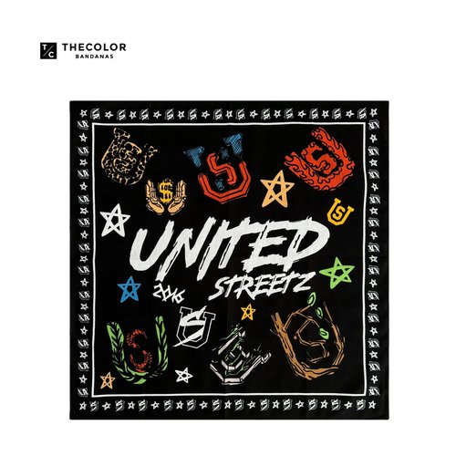 秋冬黑印花男士方巾街舞头巾配饰