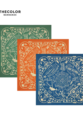 THECOLOR BANDANA美式复古方巾街舞男士领巾纯棉机车头巾橘色围巾