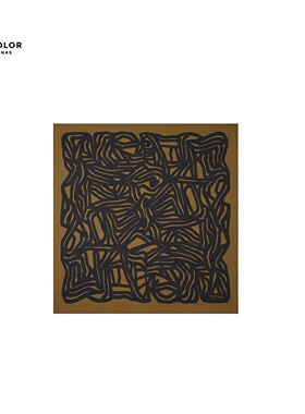 THECOLOR美式复古抽象线条方巾卡其黄系脖头巾摩托车骑行面巾腰巾