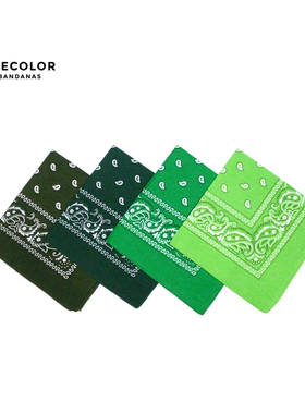 THECOLOR BANDANA森系徒步围脖机车围巾嘻哈头巾腰果花橄榄绿方巾