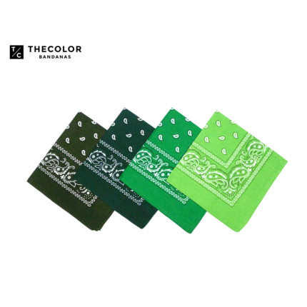 THECOLOR BANDANA森系徒步围脖机车围巾嘻哈头巾腰果花橄榄绿方巾