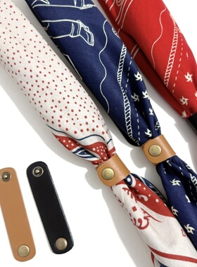 THECOLOR BANDANA真皮方巾扣男士牛仔丝巾扣阿美咔叽牛皮领巾扣