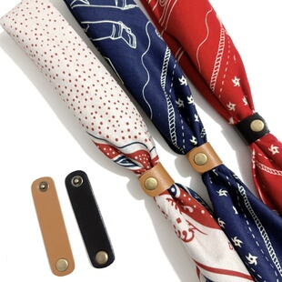 THECOLOR BANDANA真皮方巾扣男士牛仔丝巾扣阿美咔叽牛皮领巾扣