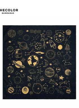 THECOLOR BANDANA美式天文星系方巾摩托车头巾骑行嘻哈面巾男领巾