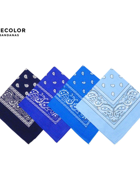 THECOLOR BANDANA美式腰果方巾纯棉嘻哈头巾蓝色摩托面巾辣妹发带