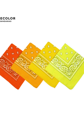 THECOLOR BANDANA美式腰果花方巾嘻哈街舞头巾黄色男领巾配饰丝巾