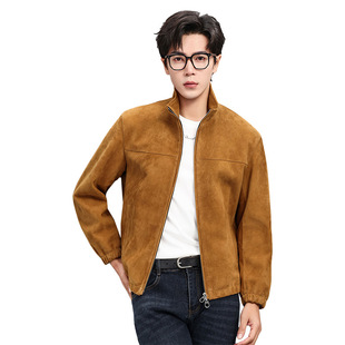 进口混种羊皮反绒面男士真皮皮衣休闲立领高端皮夹克新款秋季外套