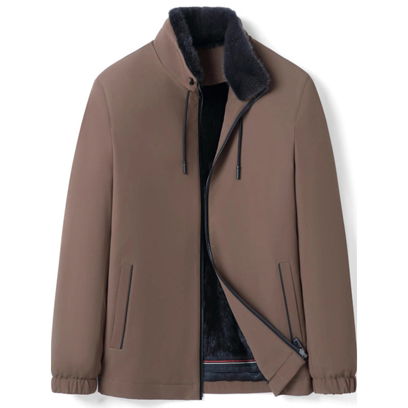 派克服水貂内胆男士立领短款整貂皮草貂皮外套皮毛一体尼克服