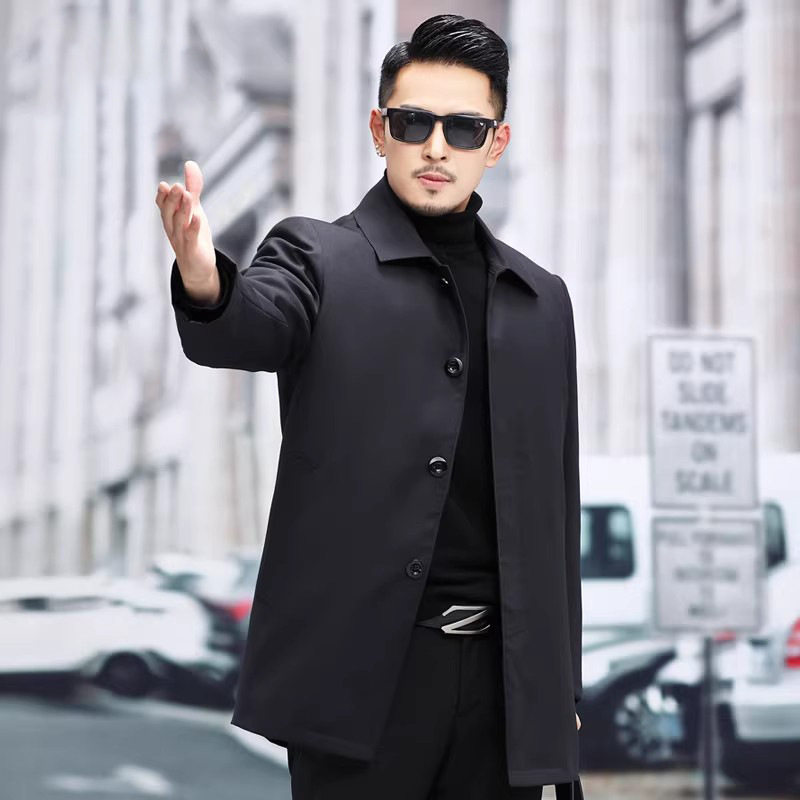 进口整貂水貂内胆派克服男士皮毛一体尼克服翻领皮草休闲商务