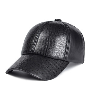 中青年真皮鸭舌帽可调节男士 户外防晒帽子绵羊皮鳄鱼纹大檐棒球帽