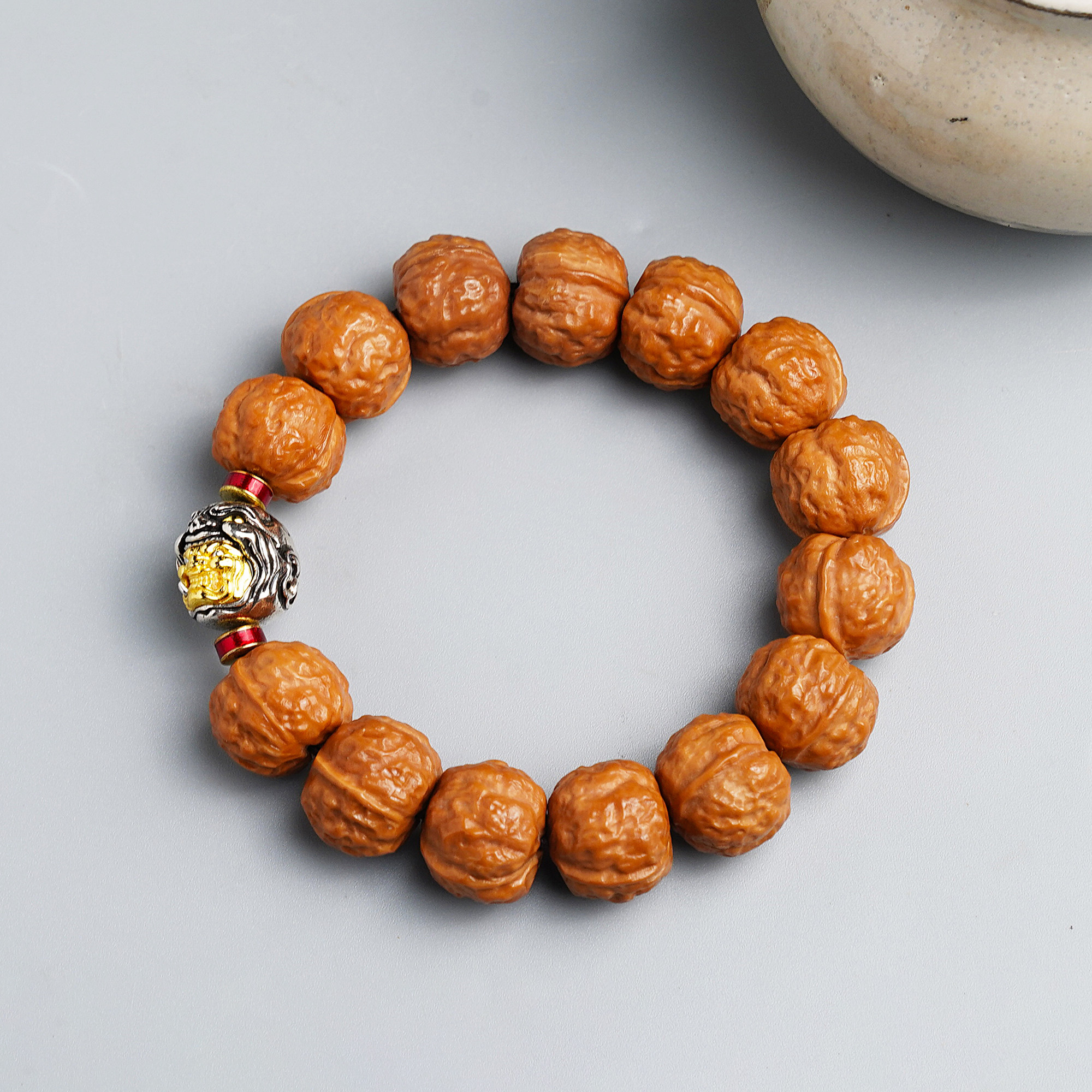 高端猴头手串蟾宗雕刻蛤蟆背禅宗核桃文玩佛珠配饰单圈盘玩手链男