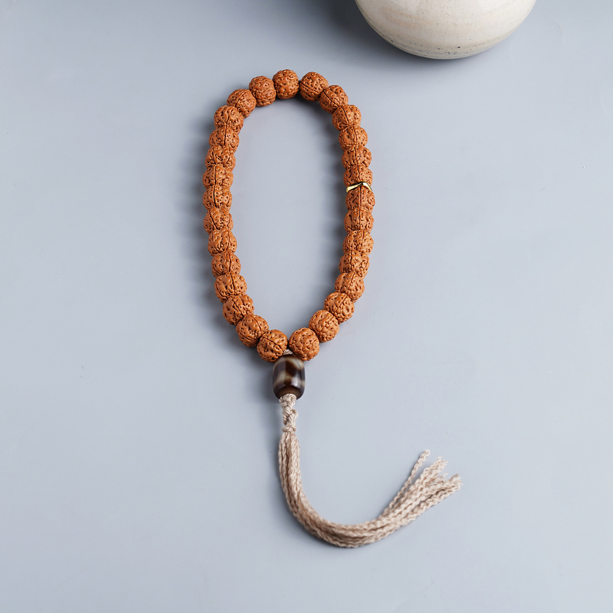 小金刚菩提老树王原籽满肉五瓣双龙纹佛念珠手持天珠配饰文玩手串