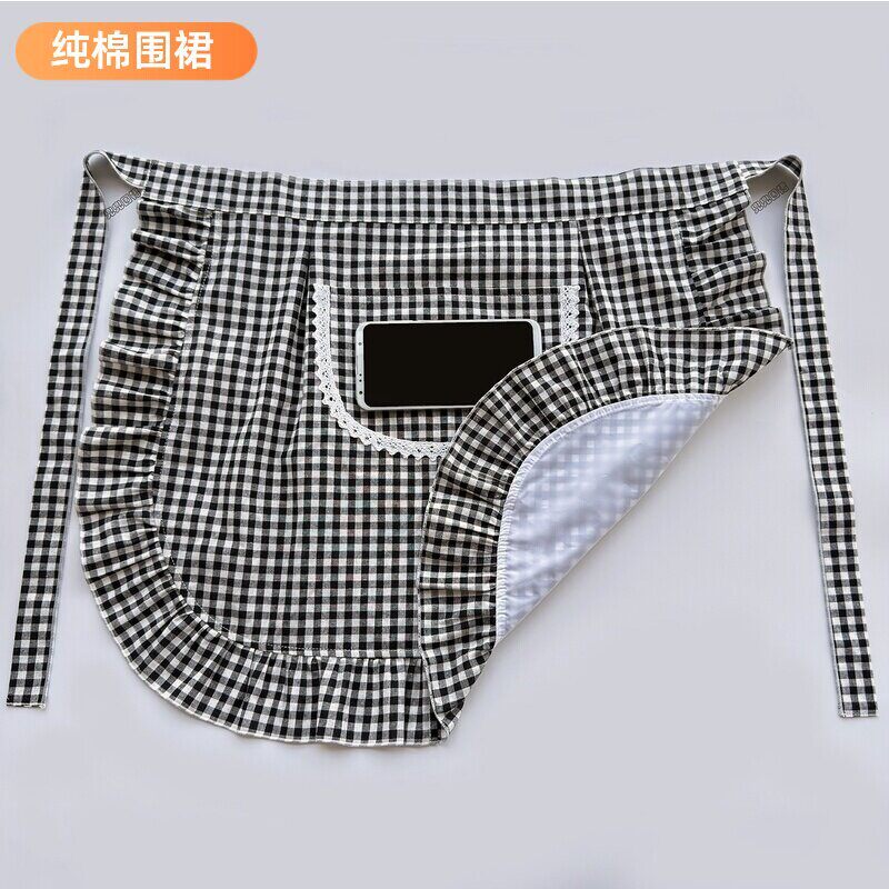 纯棉半身围裙女士家用防水半截厨房专用短款新款夏季透气高级围腰
