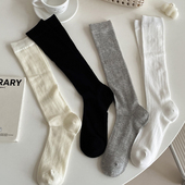 女芭蕾风堆堆袜半筒纯棉女款 薄款 白袜子灰色小腿袜长袜夏季 长筒袜