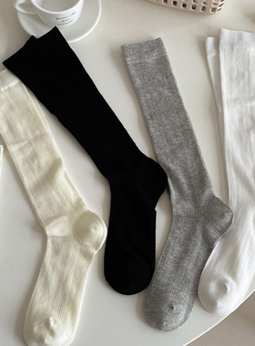 薄款白袜子灰色小腿袜长袜夏季女芭蕾风堆堆袜半筒纯棉女款长筒袜