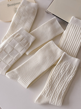 配白色玛丽珍鞋的袜子女纯棉堆堆秋季学生日系皮鞋秋款女生中筒