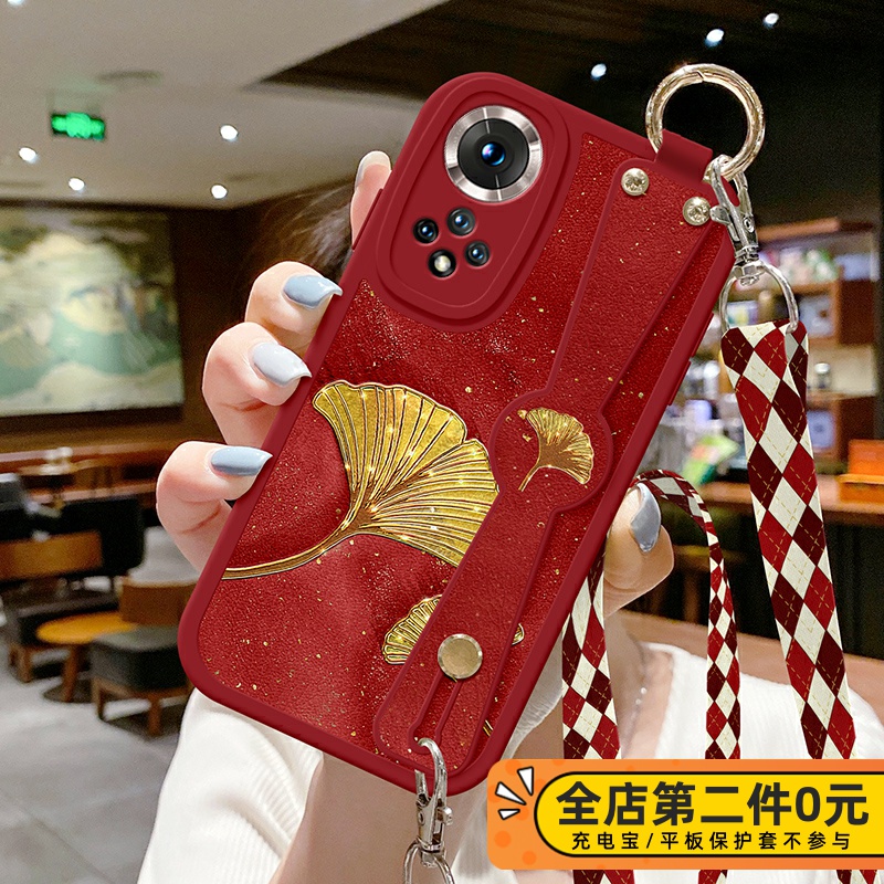 华为NOVA10中国风金色闪粉银杏