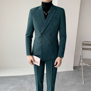 双排扣两件套 弹力面料西服套装型男气质 修身西服 XZ013/P230图片