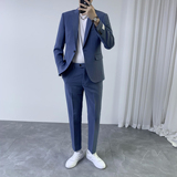 男士百搭多色时尚干净单扣修身西装二件套西服XZ605/P230，男装西服套装，电商A428