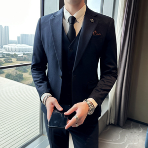 修身双扣西服套装  两色弹力面料西服  职业上班套装 A8907/P285图片