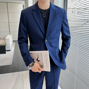 休闲顺滑男士双扣西服 经典暗格西装 西裤 两件套 LJT160/P230图片