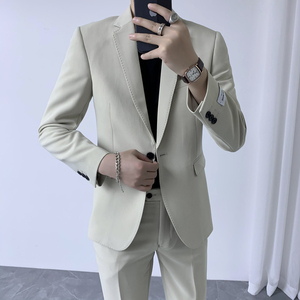 男士百搭多色 时尚干净单扣修身西装 二件套西服 XZ605/P230图片