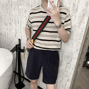 2025新款 男生夏日 凉爽条纹短袖tee  T恤  T002/P60图片