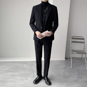 秋冬羊毛加厚西服套装 纯色修身男士西装套装 XZ314/P300图片
