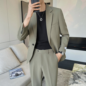 男士百搭多色 时尚干净单扣修身西装 二件套西服 LJT605/P230图片