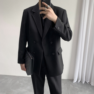 港风四扣休闲西服 垂感面料 男士西装二件套 宽松版  XZ603/P230图片