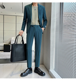 男士百搭多色时尚干净单扣修身西装二件套西服LJT605/P230，男装西服套装，电商A428