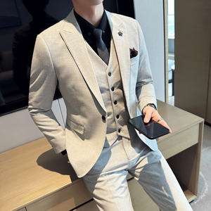 修身双扣西服套装  两色弹力西服  职业套装 新郎套装 J77/P285图片