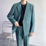 三色男士西装二件套宽松横两扣休闲西服垂感面料XZ812/P230，男装西服套装，电商A428