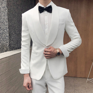 主持人白色华丽晚礼服 西服西裤套装 婚宴洋服 XZ425/P260图片