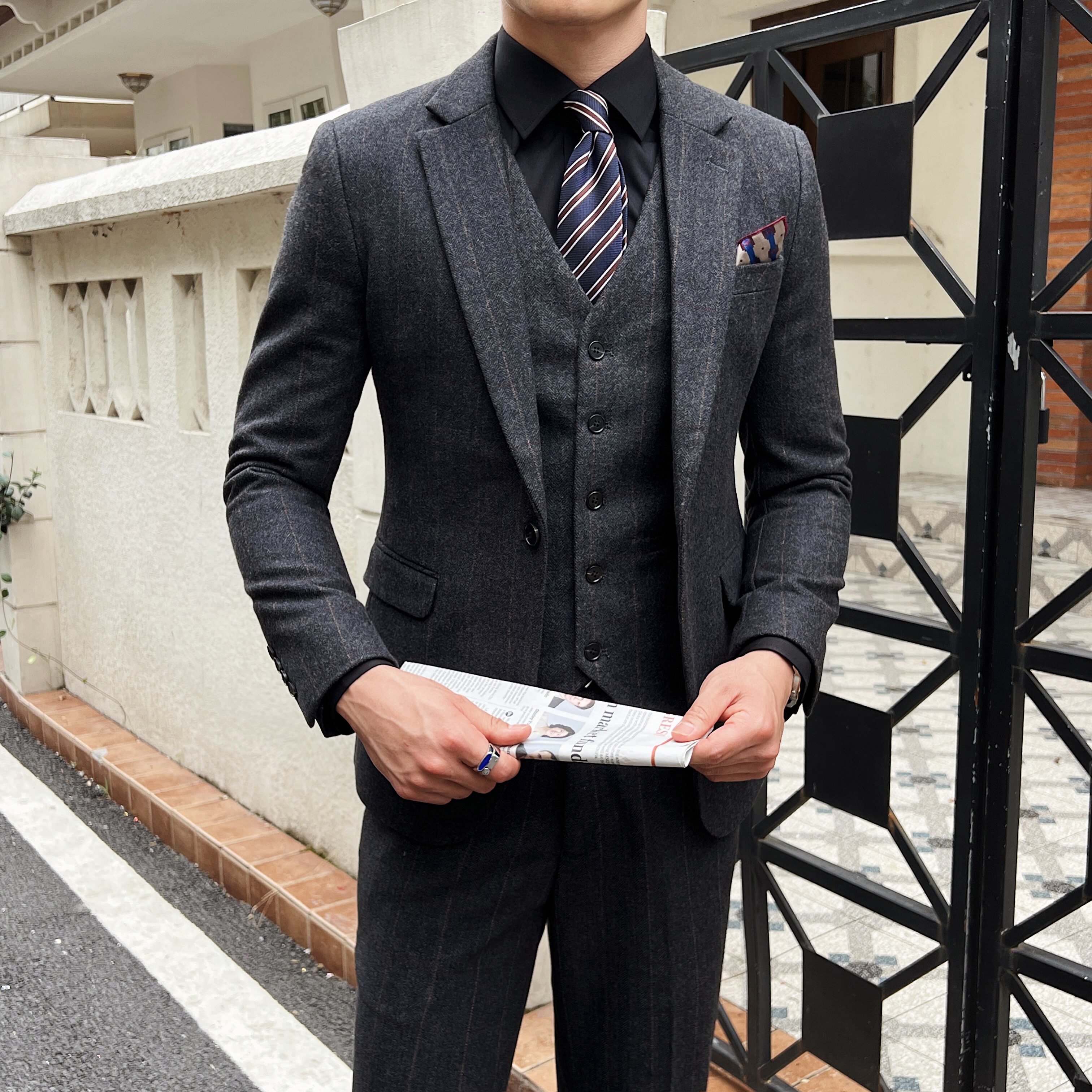 秋冬加厚御寒西装套装柔软羊毛呢料两扣西服套装SJT316/P330,男装西服套装,电商A428