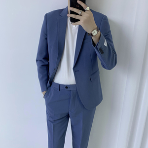 四个颜色 时尚干净单扣修身西装 二件套西服 XZ605/P230图片