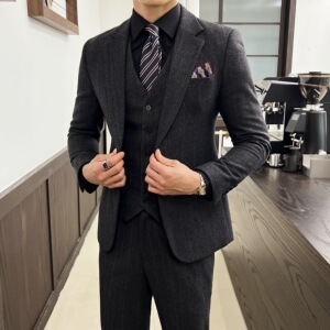 秋冬加厚御寒西装套装柔软羊毛呢料两扣西服套装 SJT316/P330图片