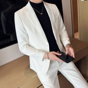 轻熟风 男士双排扣 白色弹力面料西服 新郎西装套装 LJT914/P240图片