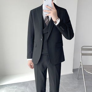 绅士挺括顺滑修身男士单扣西服 经典马甲西装套装XZ839/P310图片