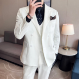 男士双排扣西服套装羊毛弹力面料新郎西服套装SJT033/P360，男装西服套装，电商A428