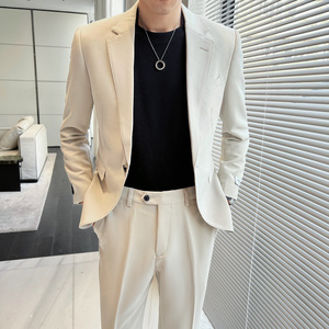 男士时尚干净百搭多色 单扣修身西装 二件套西服 LJT605/P230图片