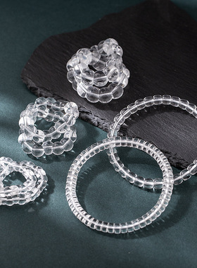 收藏级天然白水晶精工直切药片桶珠算盘珠手链猪大肠男女款手串