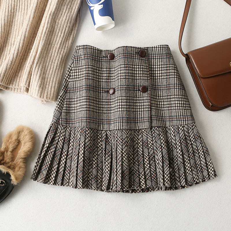 Han Sang yield the republic of korea Agency purchase Versatile Paige Package hip Show thin Bouffancy Retro Plaid Fur skirt EDQ74in the Women's clothing/Boutique , Skirts  category - from Buy2taobao.com to provide professional Taobao agent buy service