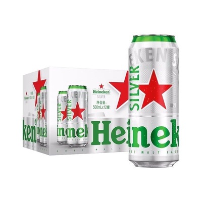 【顺丰京东随机】喜力星银(Heineken Silver)啤酒500ml*12听 整箱