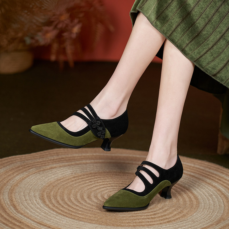 零尚舞度真皮法式复古民国风成熟旗袍羊皮单鞋公主玛丽珍鞋女皮鞋