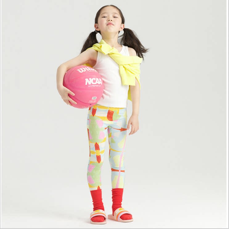 2022新款儿童瑜伽长裤女童运动跑步健身高弹运动裤女孩紧身打底裤