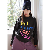 WAAH原创设计秋冬新款 男女中大童小个子彩色字母印花圆领加绒卫衣