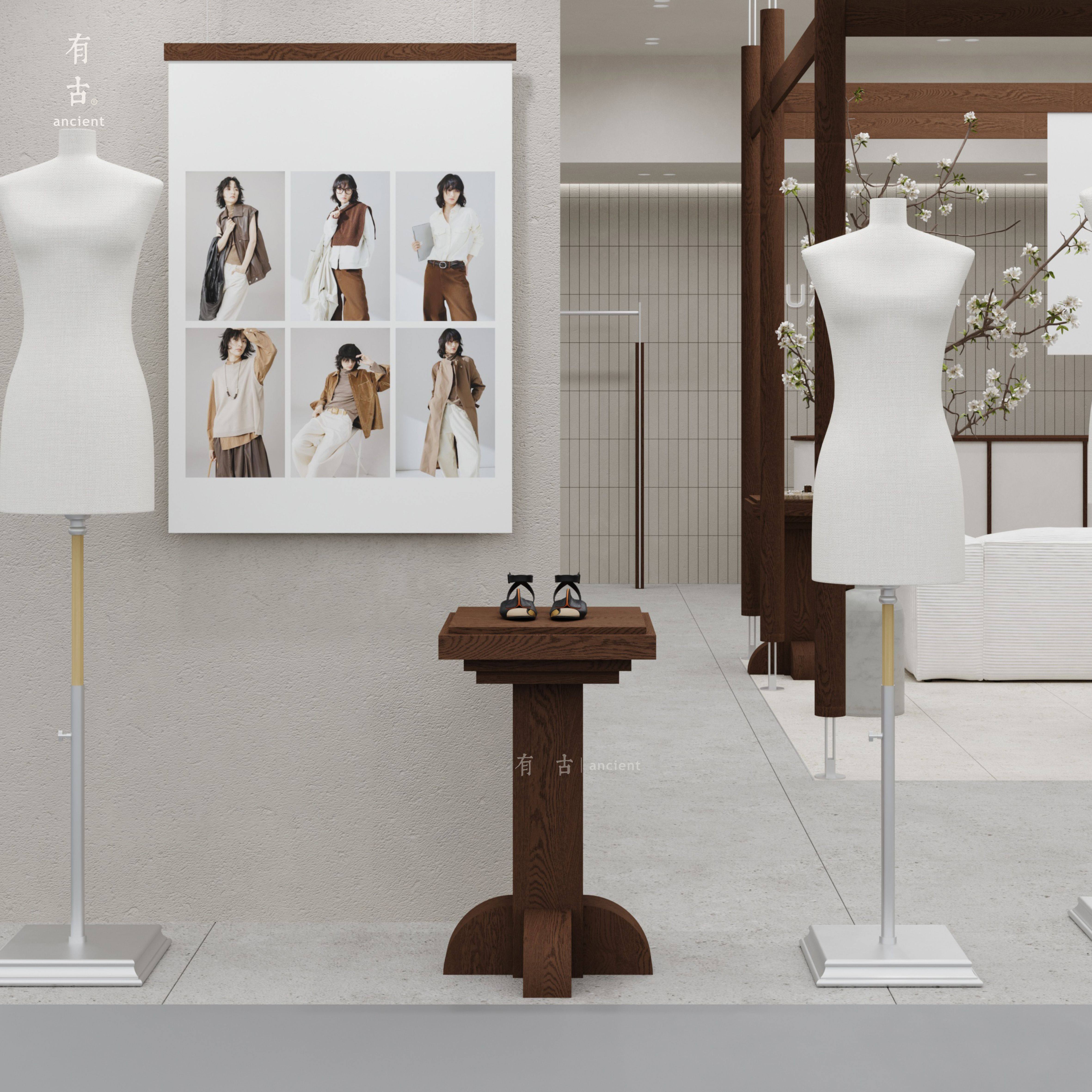 服装店复古方形立柱展示台橱窗摆件陈列架中岛台创意展台置物货架