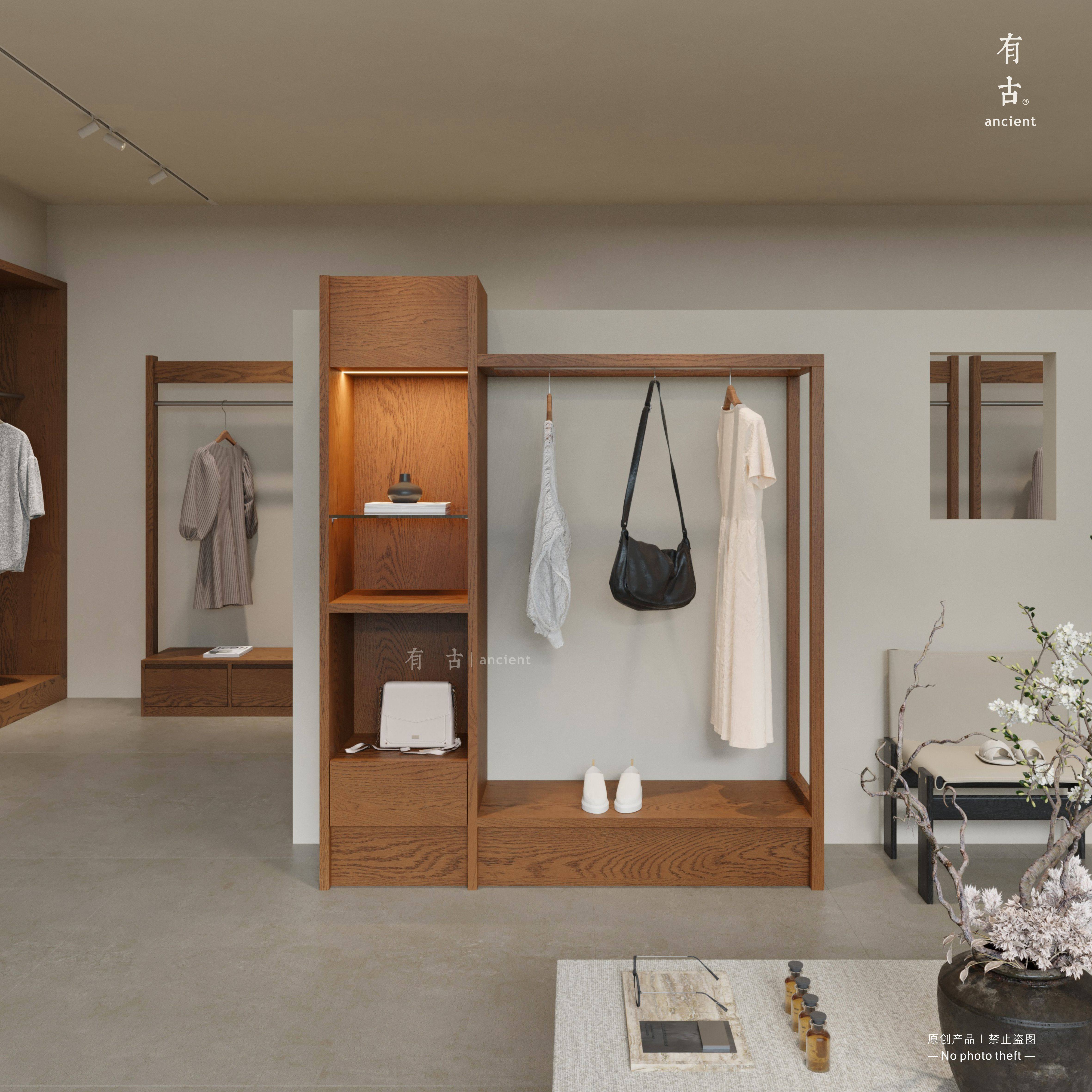 服装店陈列柜展示架货架女装店复古鞋包包衣服组合精品衣柜多层架